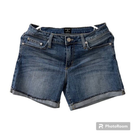 Just Black Womens Blue Mid Rise Cotton Blend Cuffed Denim Jean Shorts Size 26 - Picture 1 of 10